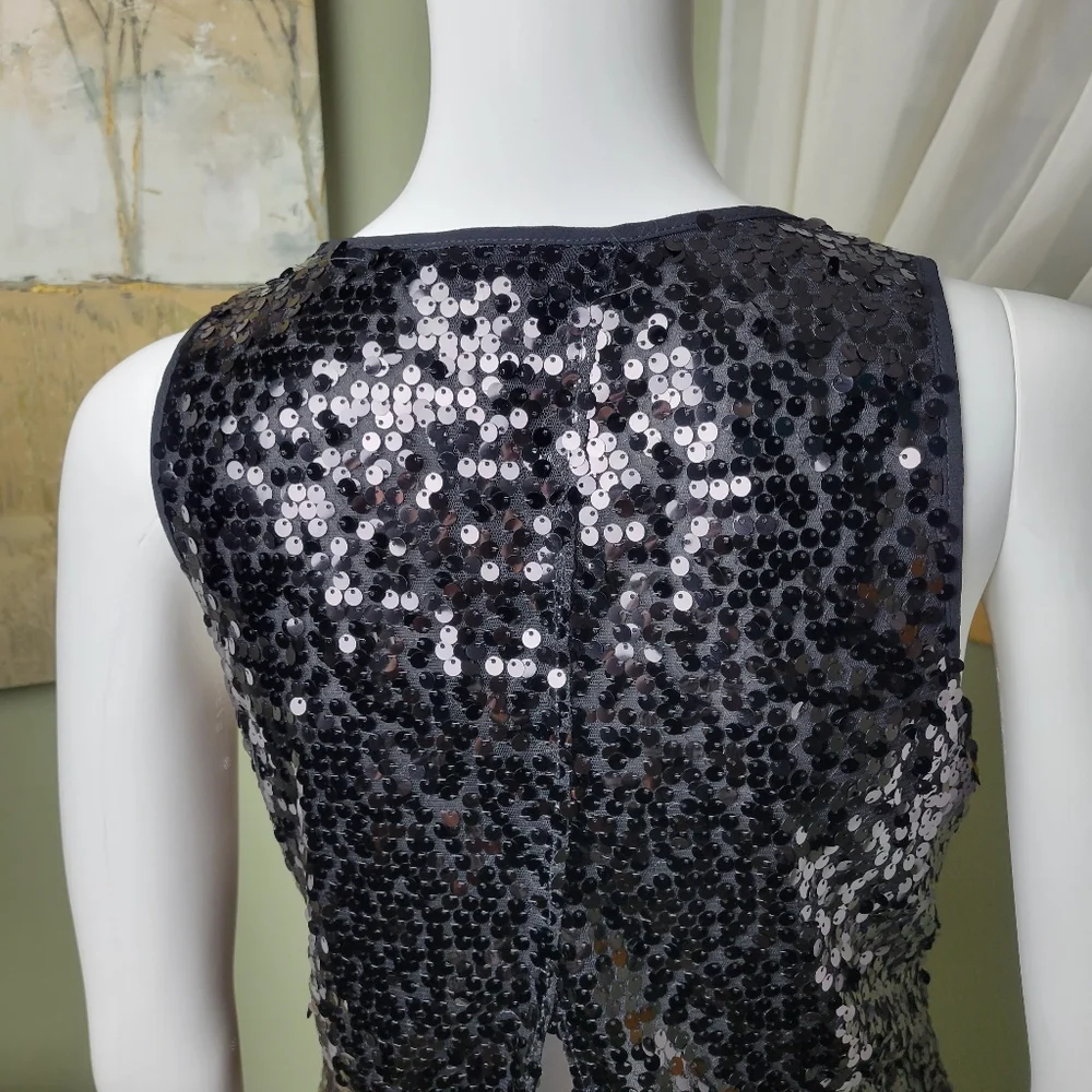 NWOT Express Black Sequin Tank Top - Picture 7 of 12